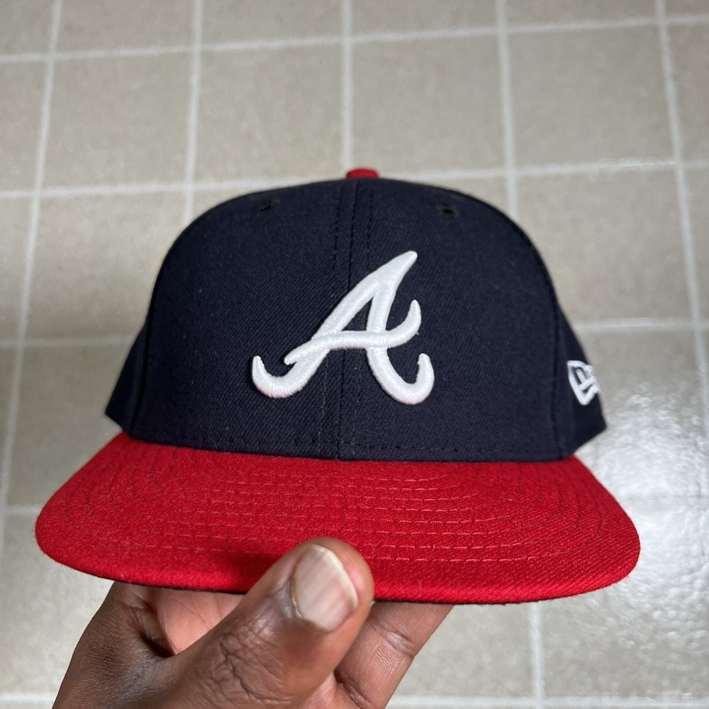 Atlanta Braves Navy Blue New Era 59Fifty Fitted Size 7 3/8 Hat Cap